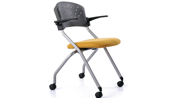 移动折叠塑料培训会议椅带扶手